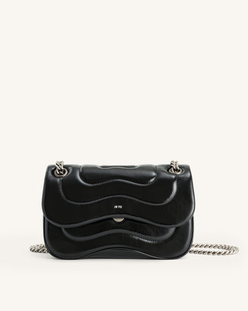 Tina Quilted Crossbody Bag with Chain - Black