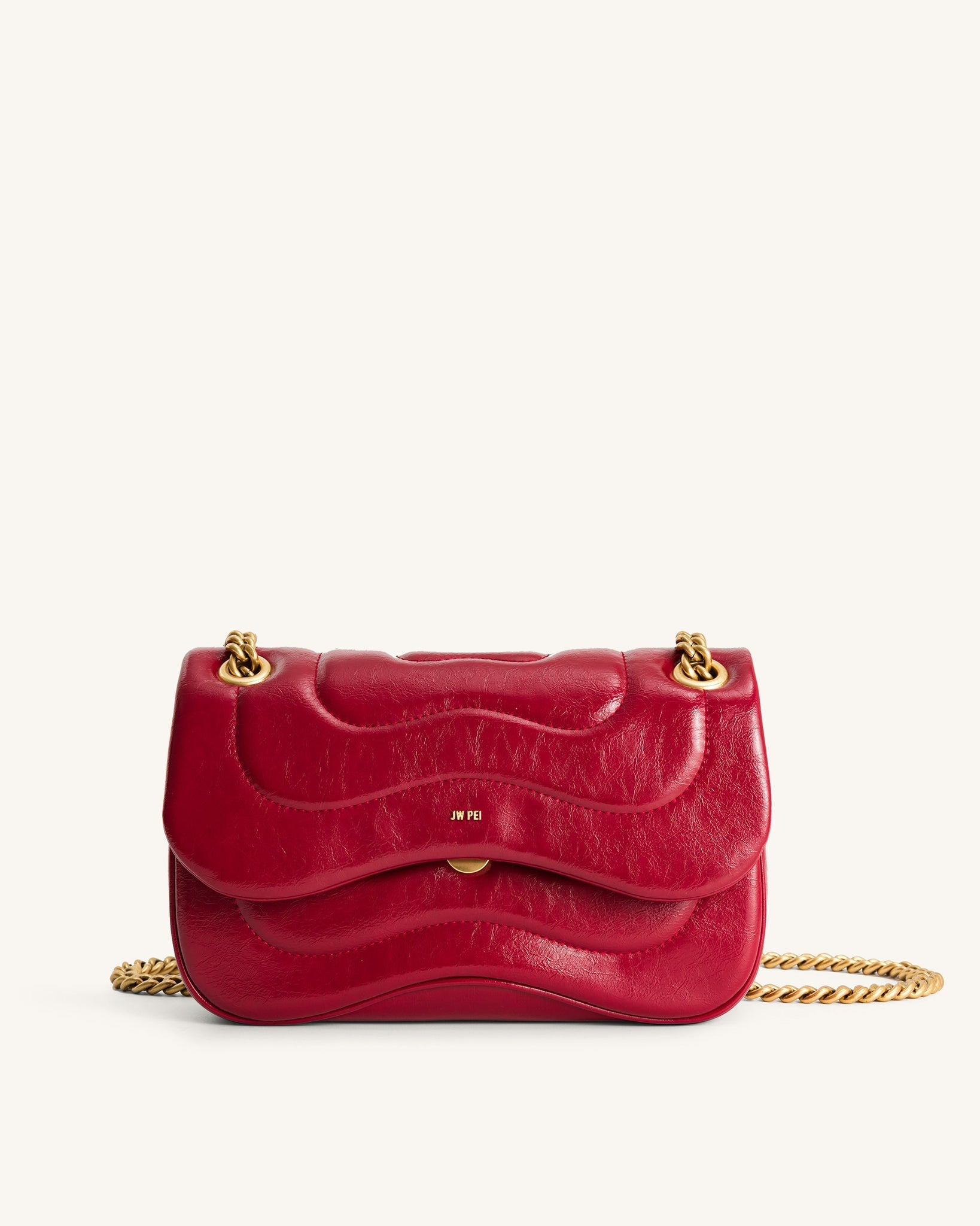 Tina Quilted Crossbody Bag with Chain - Dark Red