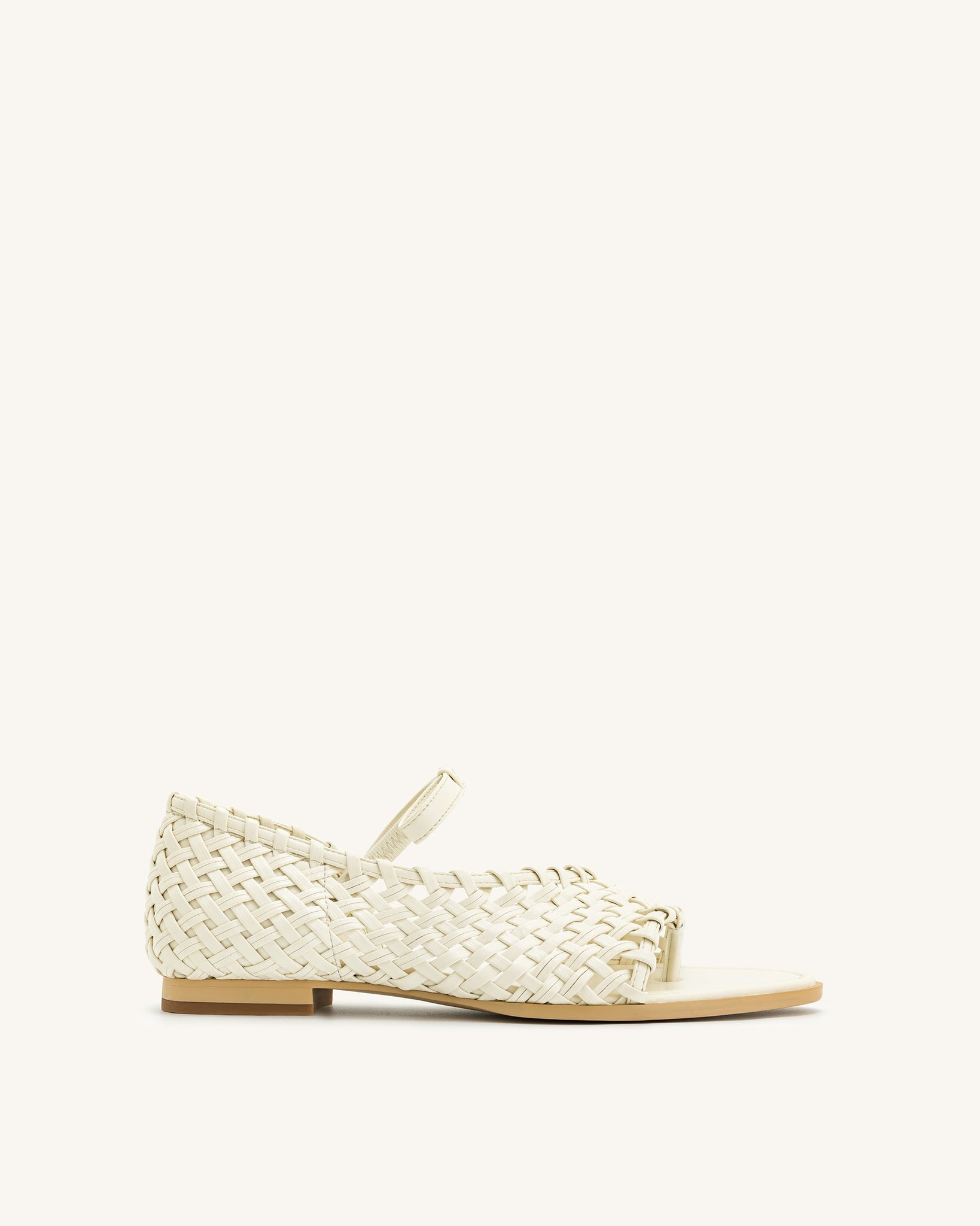 Jocelyn Woven Strap Flip Flops - Beige