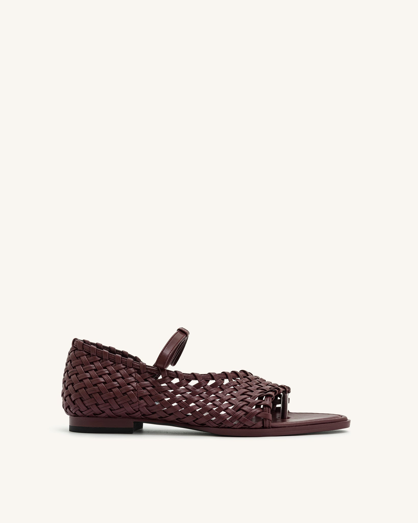 Jocelyn Woven Strap Flip Flops - Burgundy Red